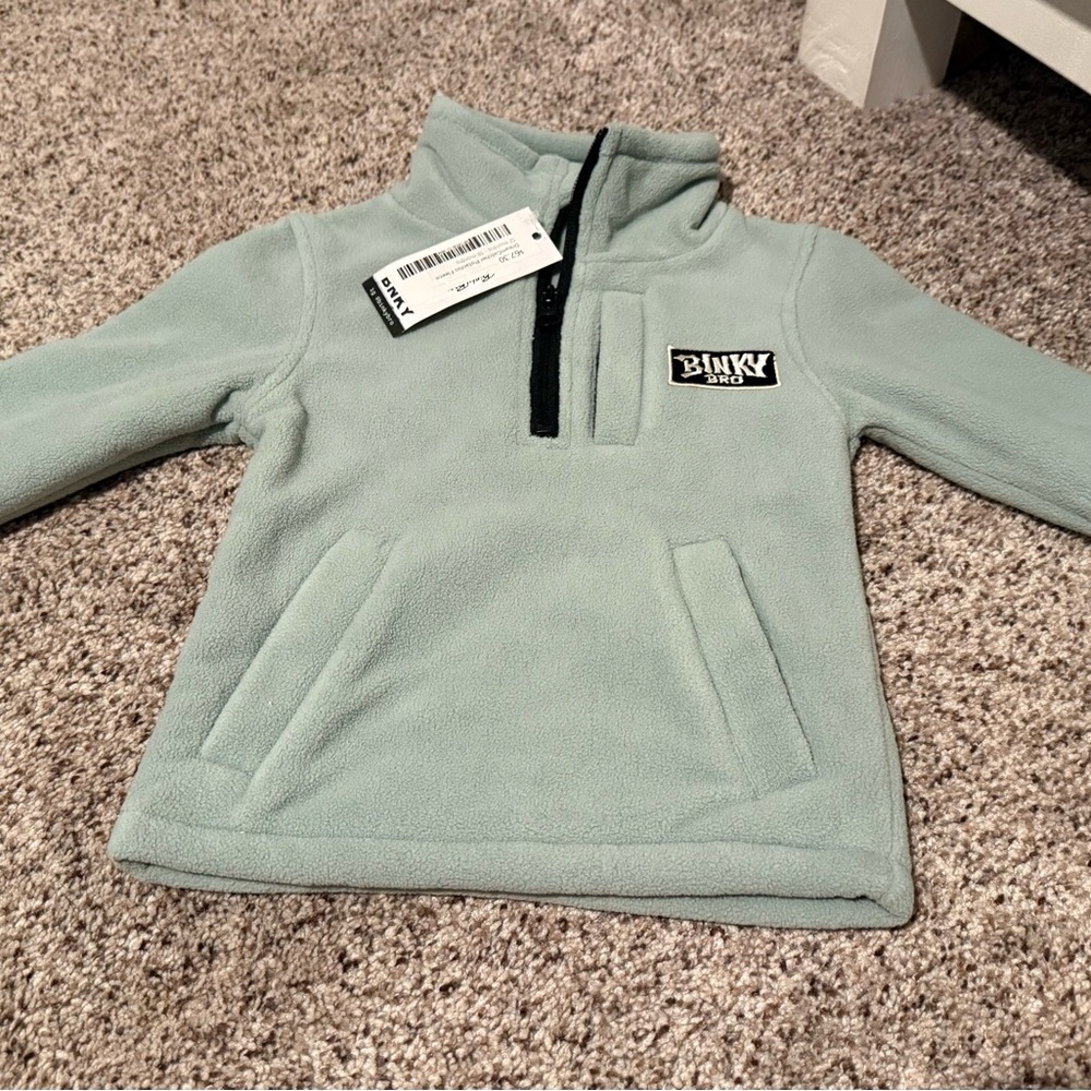 Green Half-Zip Sweatshirt with Mock Neck